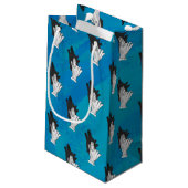 Petit Sac Cadeau Loup ombragé sur bleu (Dos Angle)