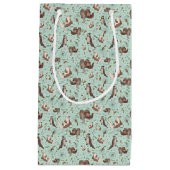 Petit Sac Cadeau Loutres en bleu (Devant)