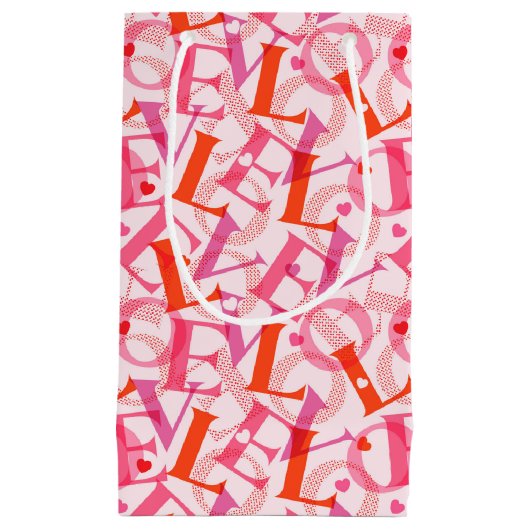 Petit Sac Cadeau LOVE Typographie Motif Saint Valentin (Devant)