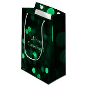 Petit Sac Cadeau Lumières de Noël vert brillant Bokeh Joyeux Noël (Devant Angle)