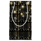 Petit Sac Cadeau lumières scintillantes sur noir (Devant)