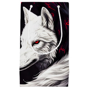 Petit Sac Cadeau Lune Crimson Loup blanc rouge