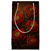 Petit Sac Cadeau Luxury Steampunk Roses Romantic Gold Gears (Devant)