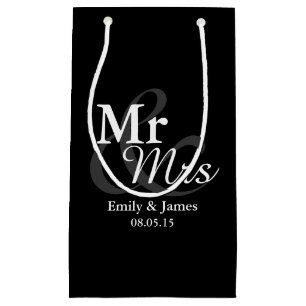 Petit Sac Cadeau M&Mme Simple Elegant Mariage de typographie