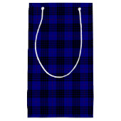 Petit Sac Cadeau MacKay tartan bleu noir plaid (Devant)
