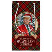 Petit Sac Cadeau MAGA Christmas Tartan Plaid Père Noël Trump (Devant)