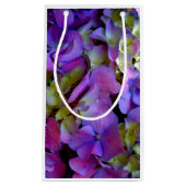 Petit Sac Cadeau Magenta Purple bleu jaune Hydrangeas fleurs (Devant)