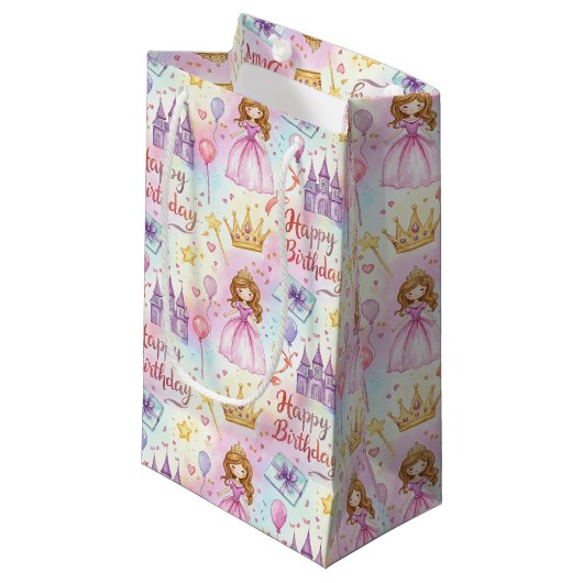 Petit Sac Cadeau Magique Princesse Anniversaire Design (Devant Angle)