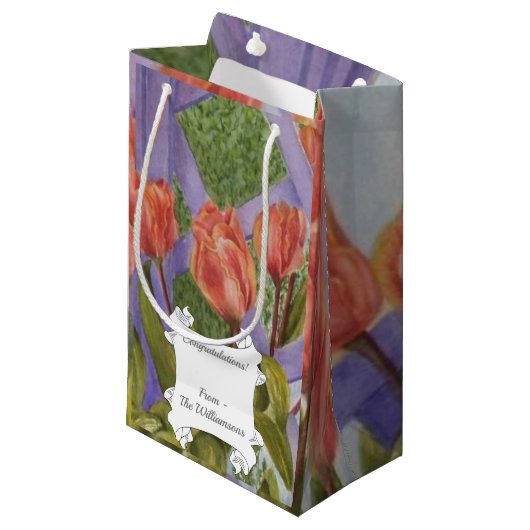 Petit Sac Cadeau Magnifique Tulipe Orange (Devant Angle)