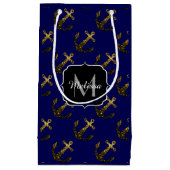 Petit Sac Cadeau Maillot or motif Ancre marine Monogram (Devant)