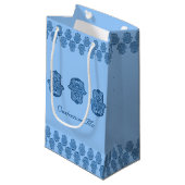 Petit Sac Cadeau Main de henné de Hamsa (bleu) (Devant Angle)