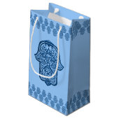 Petit Sac Cadeau Main de henné de Hamsa (bleu) (Dos Angle)