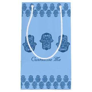 Petit Sac Cadeau Main de henné de Hamsa (bleu)