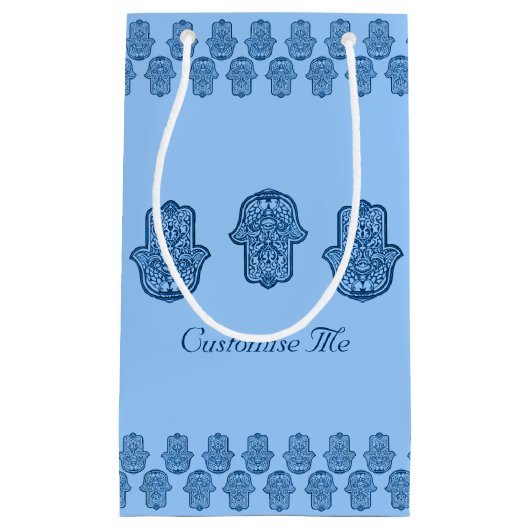 Petit Sac Cadeau Main de henné de Hamsa (bleu) (Devant)