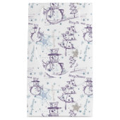 Petit Sac Cadeau Main violette dessinée Snowman de Noël (Devant)