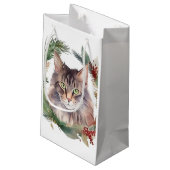 Petit Sac Cadeau Maine Coon Chat Noël Wreath Festive Kitten (Dos Angle)