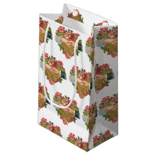 Petit Sac Cadeau Mains aux fleurs, Vintage Saint Valentin victorien