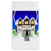Petit Sac Cadeau Maison de Noël enneigée (Dos)