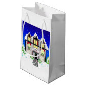 Petit Sac Cadeau Maison de Noël enneigée (Dos Angle)