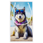 Petit Sac Cadeau Malamute d'Alaska sur la plage, cadeau d'été (Dos)
