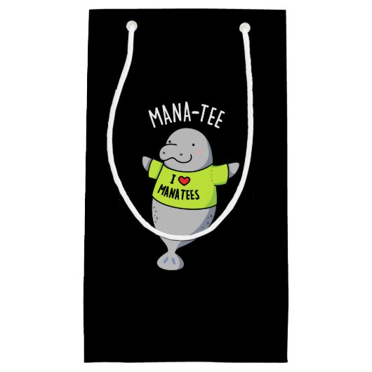 Petit Sac Cadeau Manatee Funny Animal Pun Dark BG (Devant)