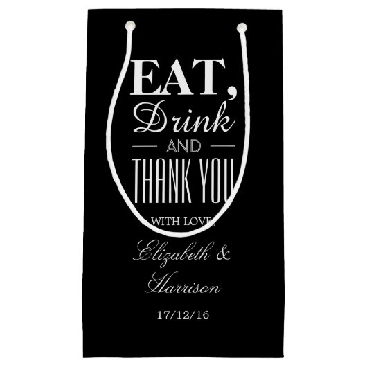 Petit Sac Cadeau Manger, boire et Merci (Devant)