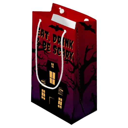 Petit Sac Cadeau Mangez, buvez et soyez effrayant Halloween (Devant Angle)
