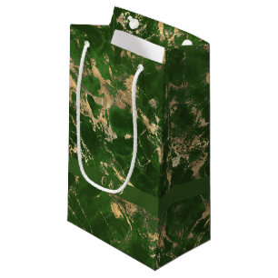 Petit Sac Cadeau Marbre Vert Et Or