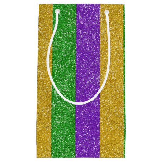 Petit Sac Cadeau Mardi Gras Couleurs Parties scintillant Bling (Devant)