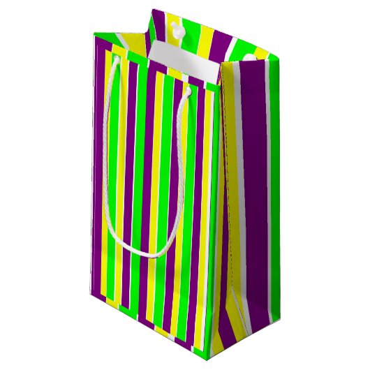Petit Sac Cadeau Mardi Gras Stripes (Devant Angle)
