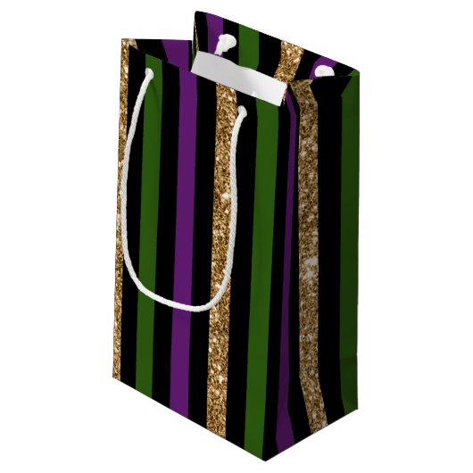 Petit Sac Cadeau Mardi Gras Verticale Lignes Parties scintillant do (Dos Angle)