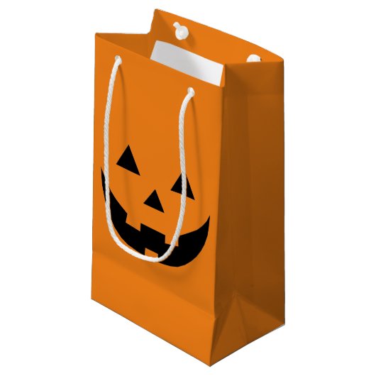Petit Sac Cadeau Mare orange Jack-o'-lantern face citrouille Hallow (Devant Angle)