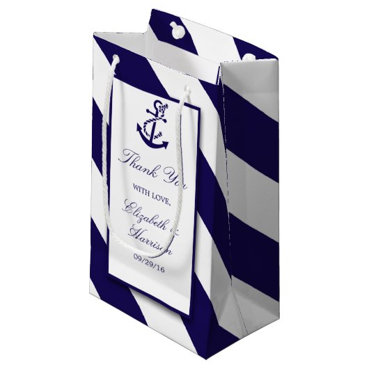 Petit Sac Cadeau Mariage Ancre bleu marine (Devant Angle)
