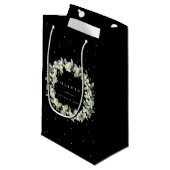 Petit Sac Cadeau Mariage Black Snowberry+Eucalyptus (Devant Angle)