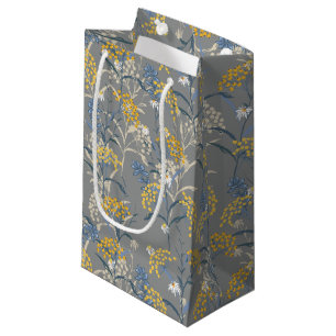Petit Sac Cadeau Mariage Botanique Fleur de Marguerite Jaune et Ble