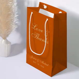 Petit Sac Cadeau Mariage Burnt Orange Love and Thanks Script simple