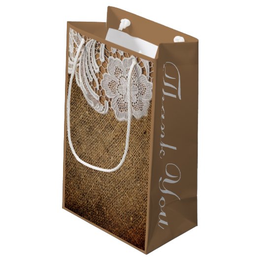 Petit Sac Cadeau mariage campagnard de l'ouest rustique burlap et d (Dos Angle)