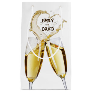 Petit Sac Cadeau Mariage Champagne Toast Bubbly Coeur
