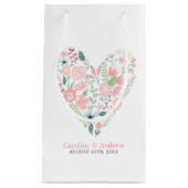 Petit Sac Cadeau Mariage de coeur floral moderne (Devant)