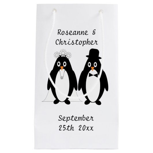 Petit Sac Cadeau Mariage de conception de pingouin (Devant)