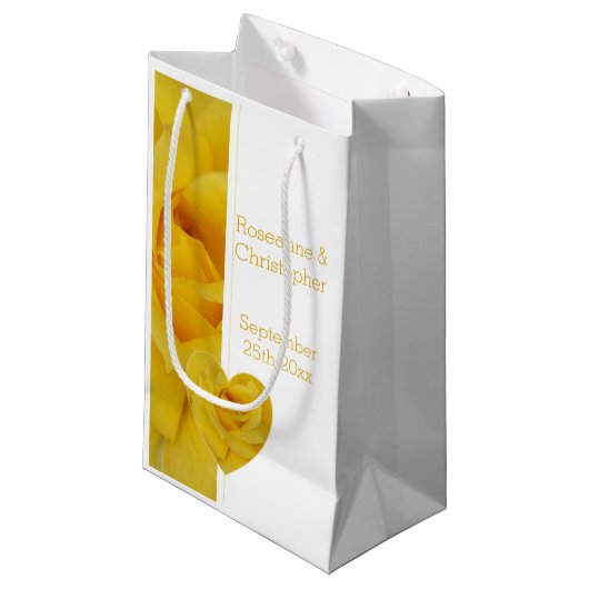 Petit Sac Cadeau Mariage de conception du coeur rose jaune (Devant Angle)
