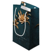 Petit Sac Cadeau Mariage de feuillage doré (Devant Angle)