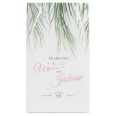 Petit Sac Cadeau Mariage de palme tropicale grâce vert foncé blanc  (Dos)