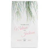 Petit Sac Cadeau Mariage de palme tropicale grâce vert foncé blanc  (Devant)