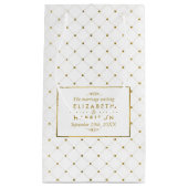 Petit Sac Cadeau Mariage d'effet blanc et or moderne (Devant)