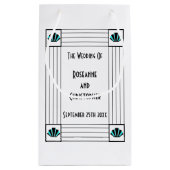 Petit Sac Cadeau Mariage design Art déco bleu (Dos)