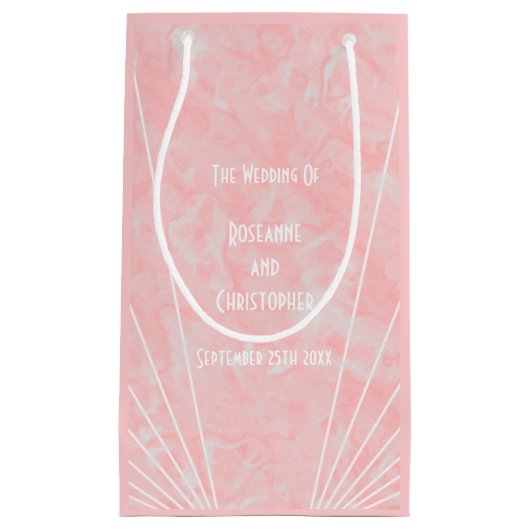 Petit Sac Cadeau Mariage design Art déco en marbre rose (Devant)