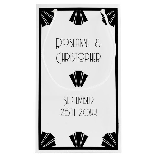 Petit Sac Cadeau Mariage Design Art Déco Noir Et Blanc (Dos)