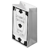 Petit Sac Cadeau Mariage Design Art Déco Noir Et Blanc (Devant Angle)