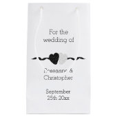 Petit Sac Cadeau Mariage Design Coeurs Noir Et Blanc (Devant)